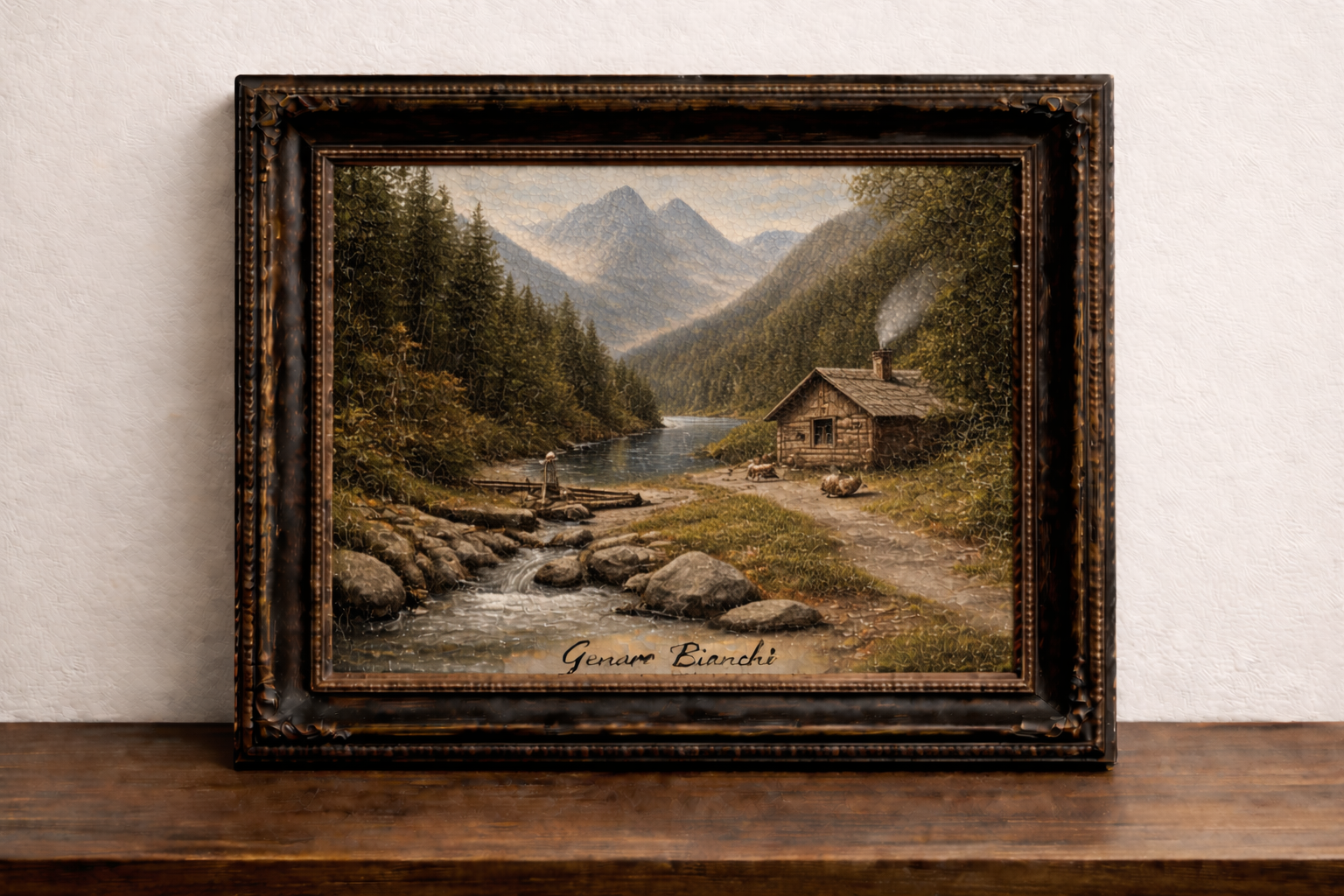 Alpine serenity with rustic cabin
