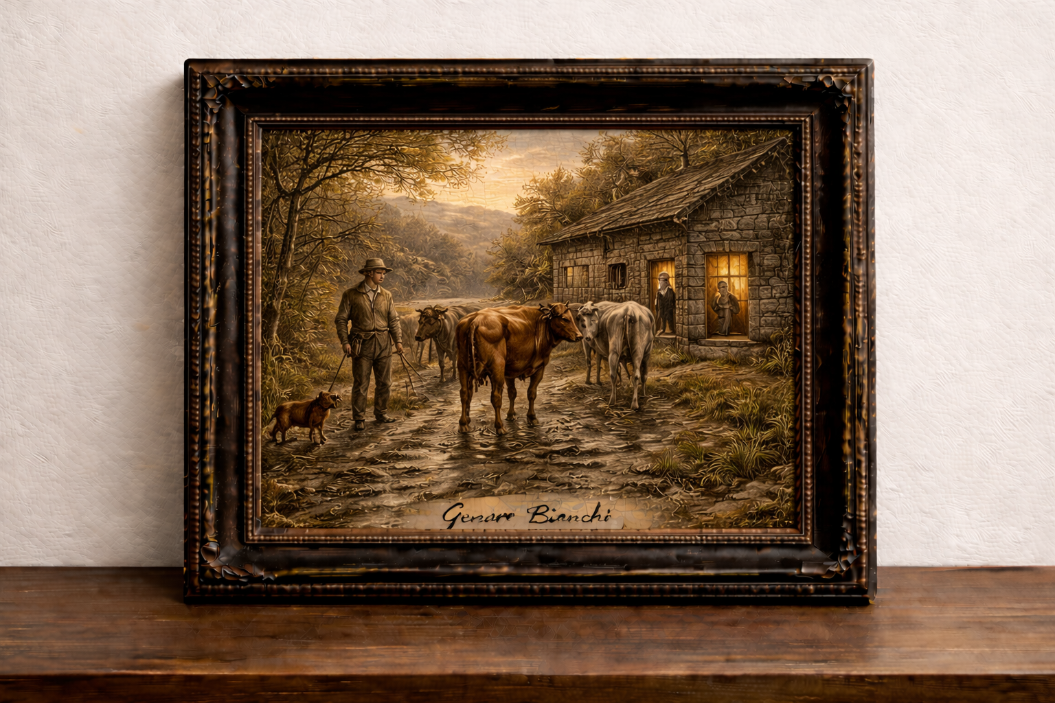Rentrée des vaches au crépuscule