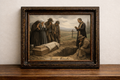 Rural funeral under an overcast sky