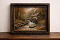 Rustic watermill in autumn forest